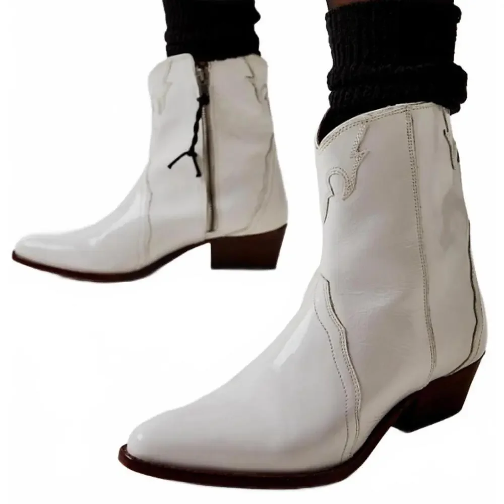 NEW FREE PEOPLE women's new frontier western boot in white/fuchia